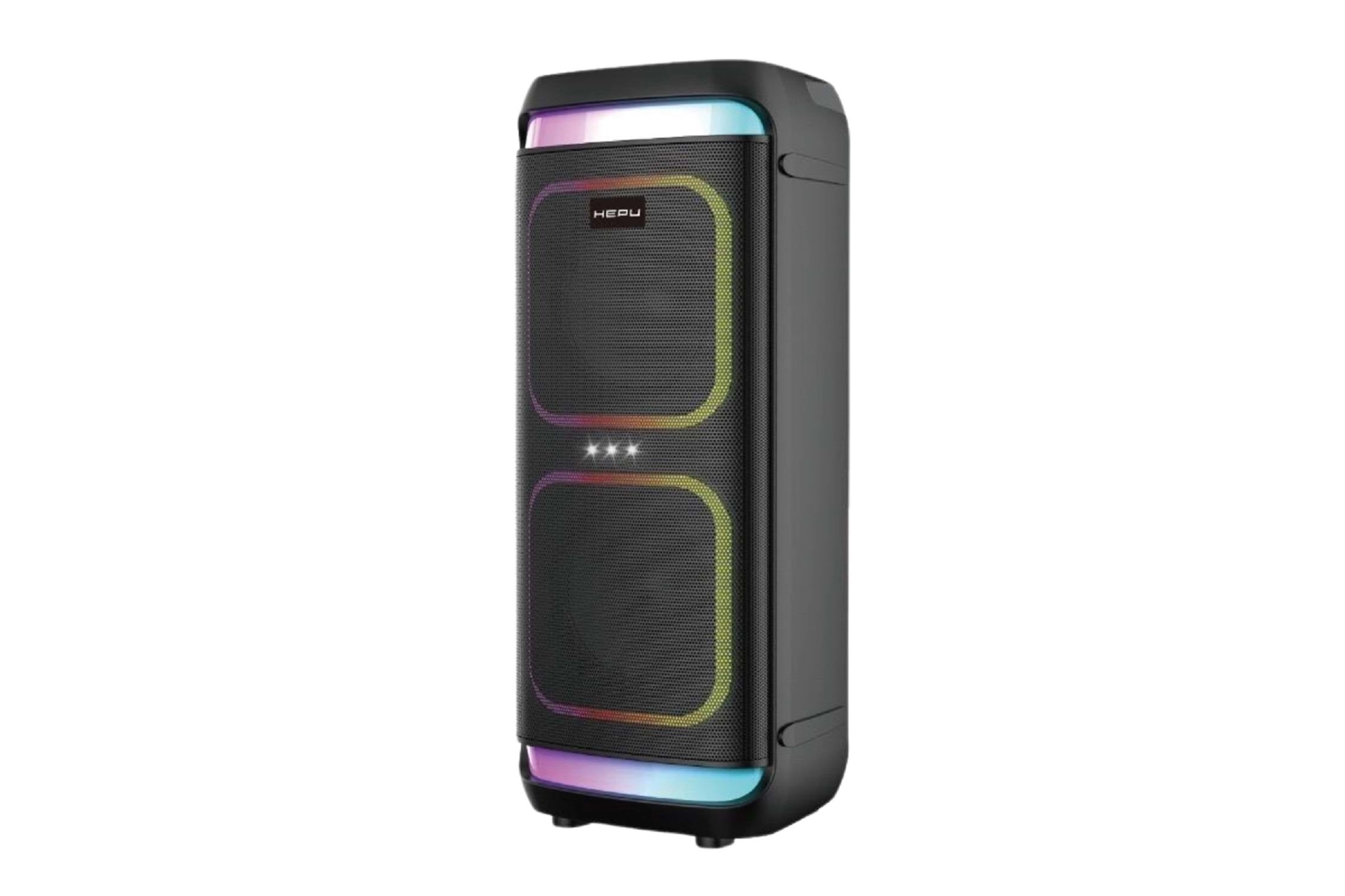 HEPU HP-986 Partybox Bluetooth Hoparlör – 2×8” Hoparlör, 24W Güç, RGB Işık, TWS Destekli