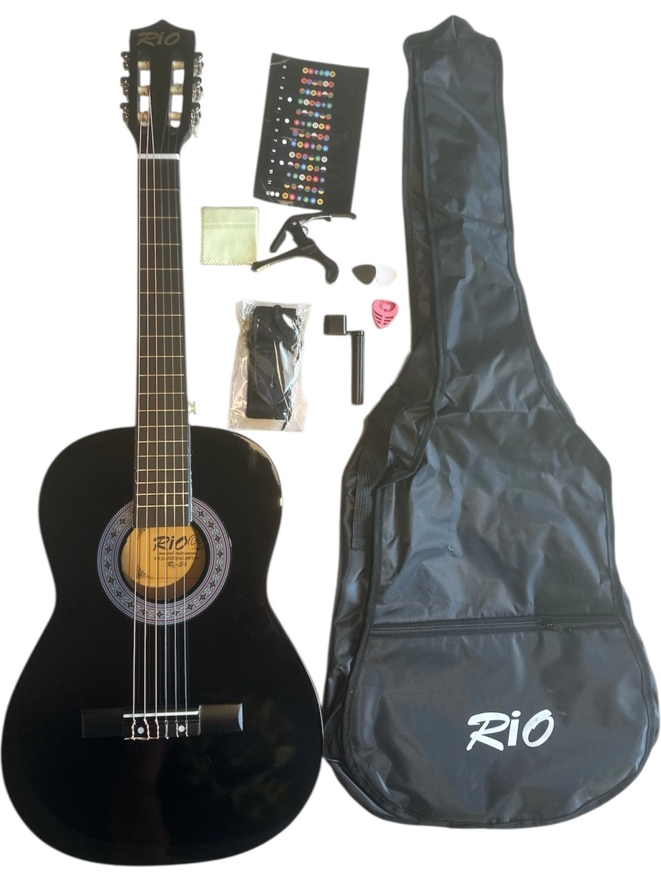 Gmc RG-39 Siyah Klasik Gitar Seti (KILIF PENA KAPO TEL ÇEVİRİCİ PENA ŞARJÖRÜ GİTAR ASKISI STİCKER)