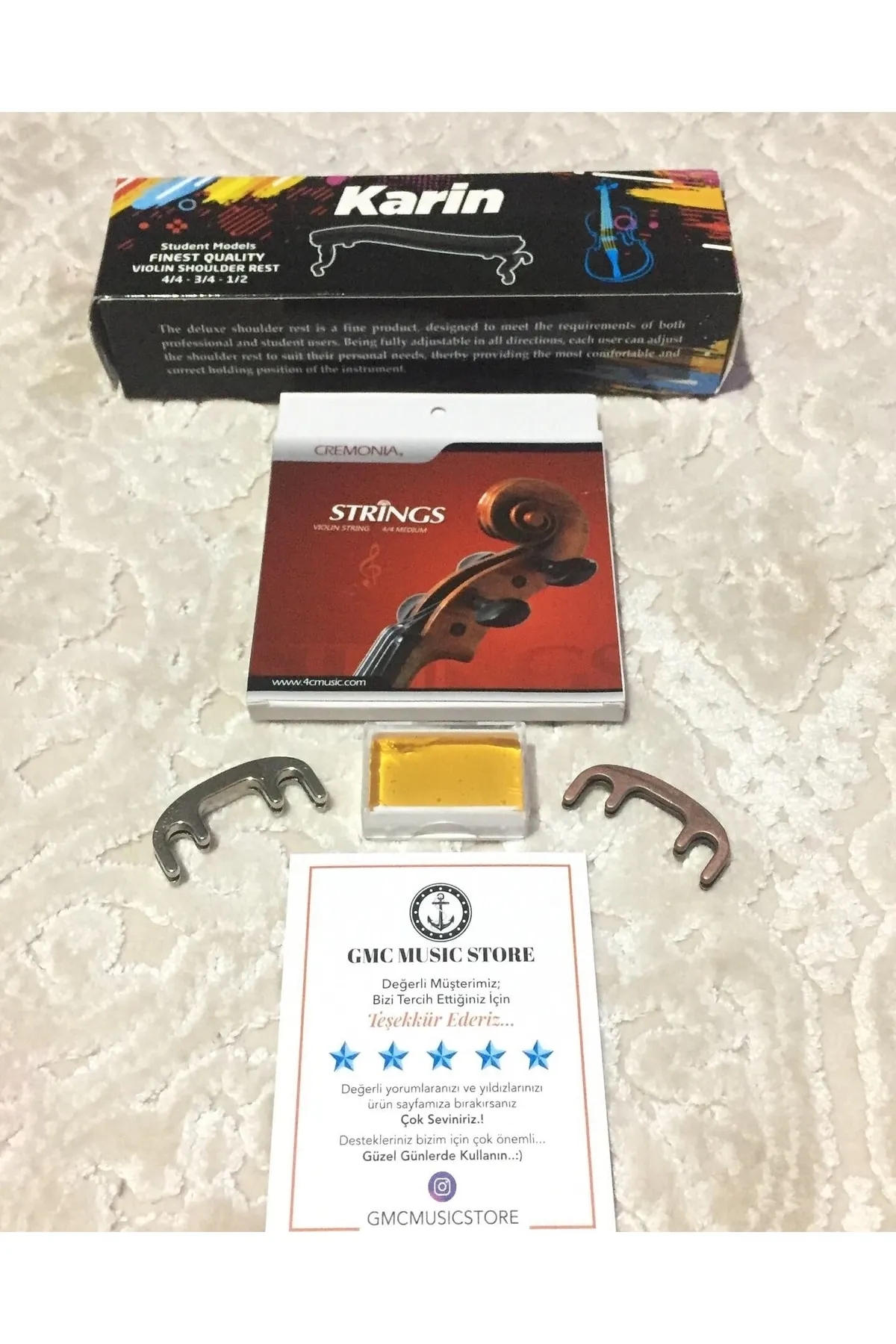 CREMONIA Vg001x44 Keman + Keman Susturucu + Keman Yastığı + Keman Takım Tel Seti