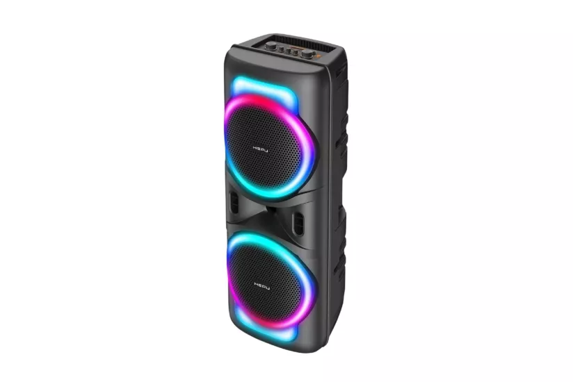 HEPU HP-118 Partybox Bluetooth Hoparlör – 2×8” Hoparlör, 15W Güç, RGB Işık, TWS Destekli