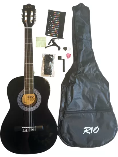 Gmc RG-39 Siyah Klasik Gitar Seti (KILIF PENA KAPO TEL ÇEVİRİCİ PENA ŞARJÖRÜ GİTAR ASKISI STİCKER)