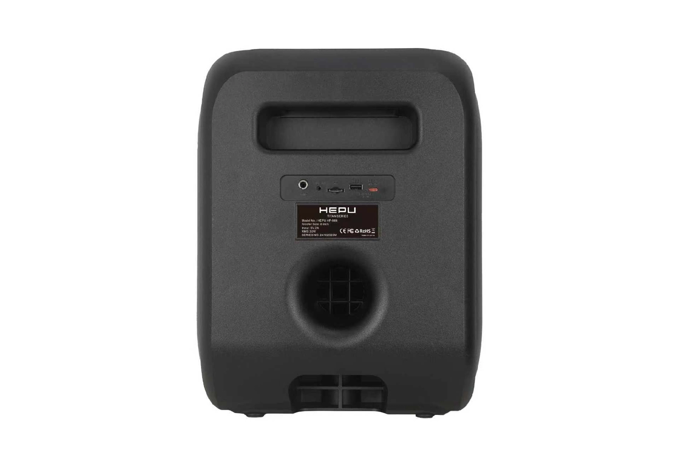 HEPU HP-988 Titan Series Taşınabilir Bluetooth Hoparlör – 8” Hoparlör, RMS 30W, Extra Bass, TWS Destekli